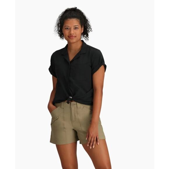 ROYAL ROBBINS Spotless Evolution Meadow Short Sleeve Shirt Small Jet Black NWT - Picture 1 of 11